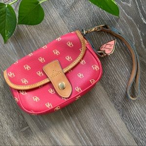 Dooney & Bourke wristlet, genuine leather, hot pink